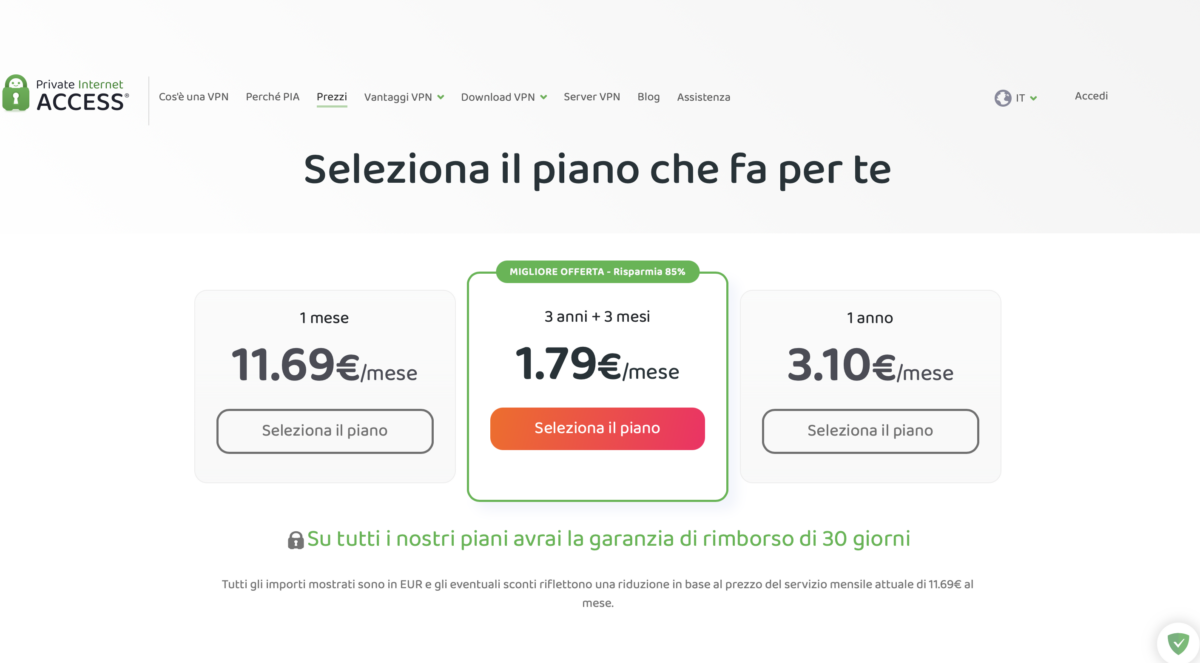 Recensione di Private Internet Access VPN